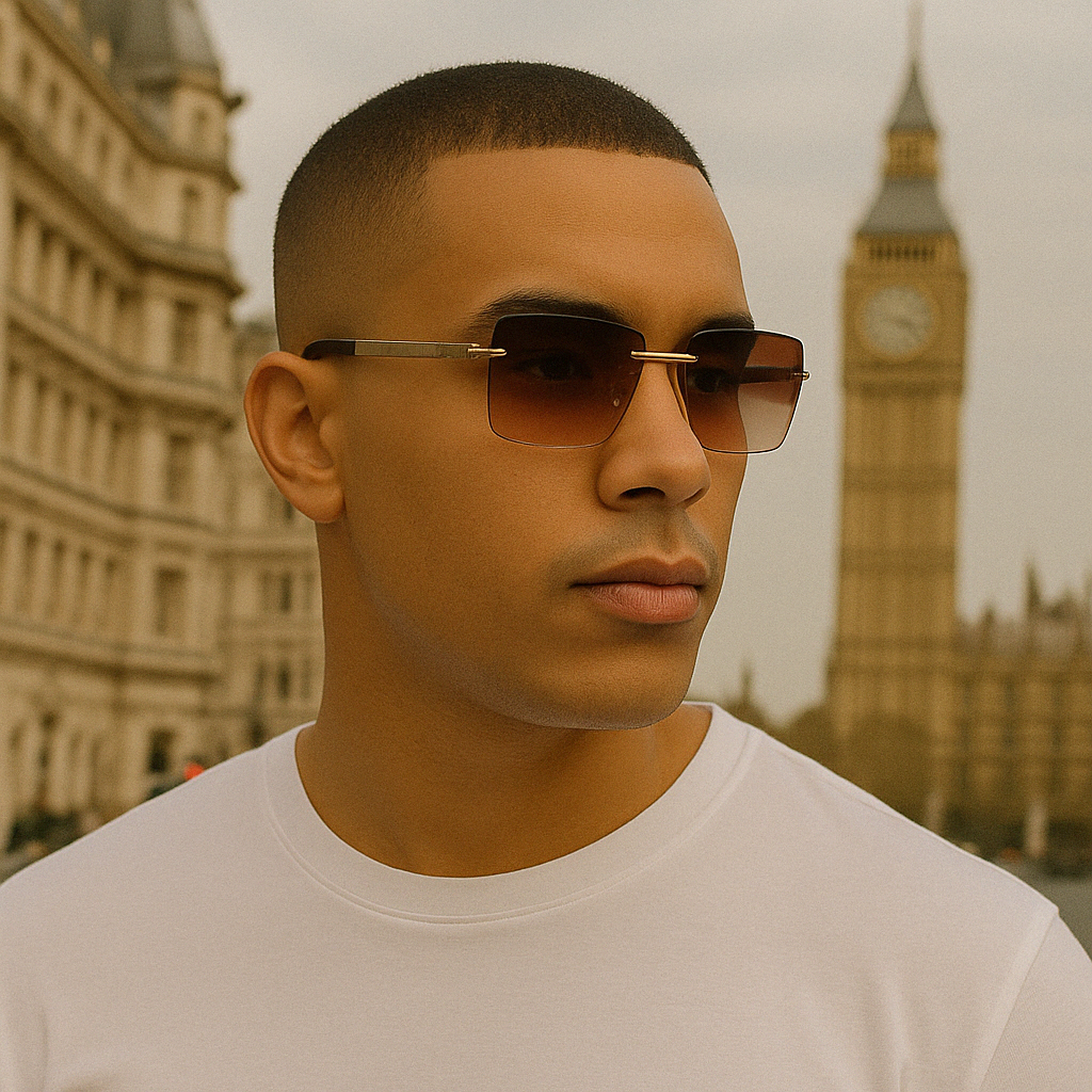 Brown Wooden Rectangle Sunglasses