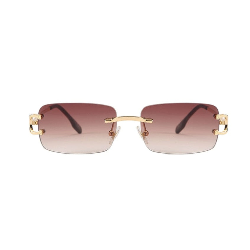 Brown Champagne Rectangle Sunglasses