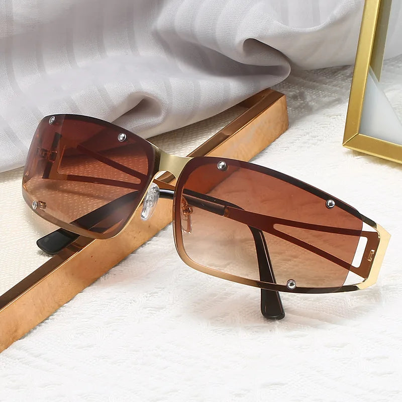 Metallic Rectangle Sunglasses