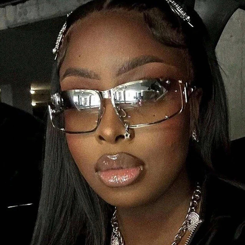 Metallic Rectangle Sunglasses