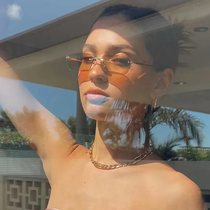Rimless Rectangle Sunglasses