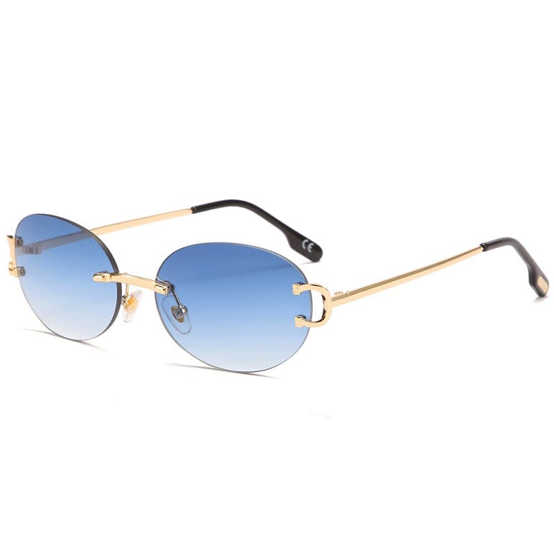 Blue oval sunglasses