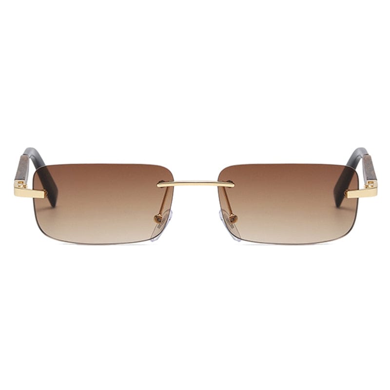 Brown Wooden Rectangle Sunglasses