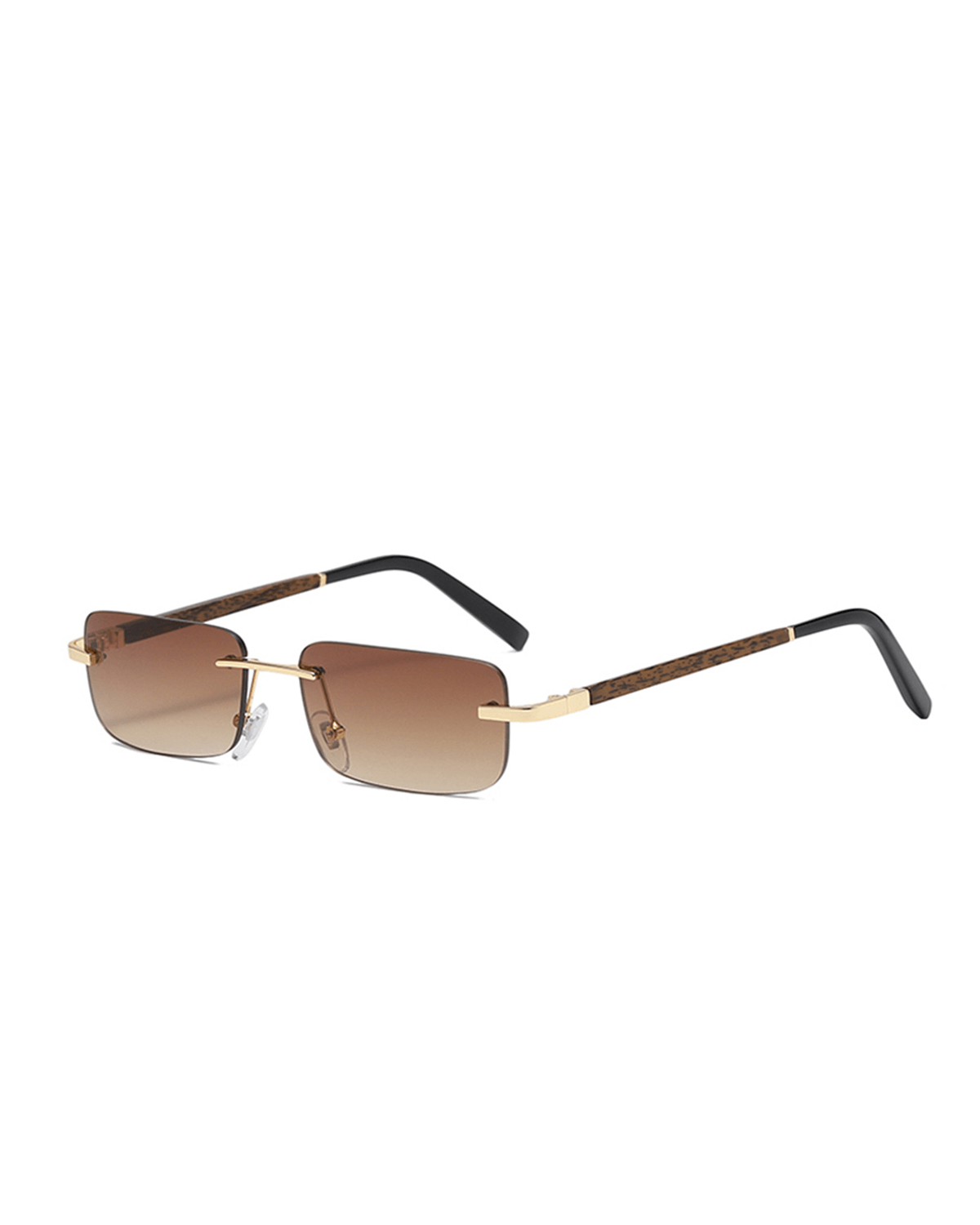 Brown Wooden Rectangle Sunglasses